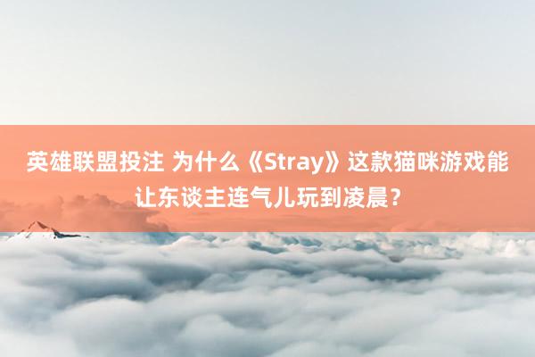 英雄联盟投注 为什么《Stray》这款猫咪游戏能让东谈主连气儿玩到凌晨？
