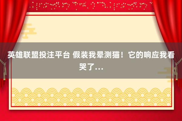 英雄联盟投注平台 假装我晕测猫！它的响应我看哭了…