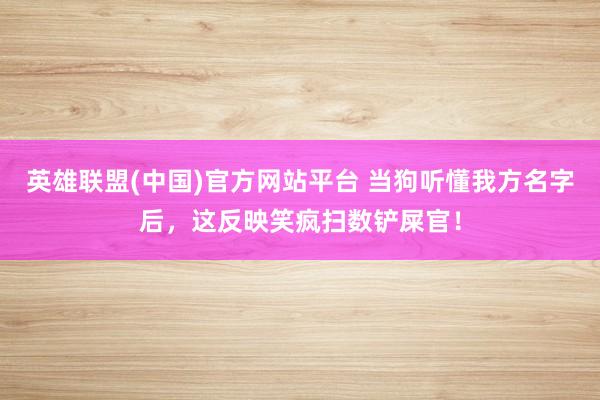 英雄联盟(中国)官方网站平台 当狗听懂我方名字后，这反映笑疯扫数铲屎官！