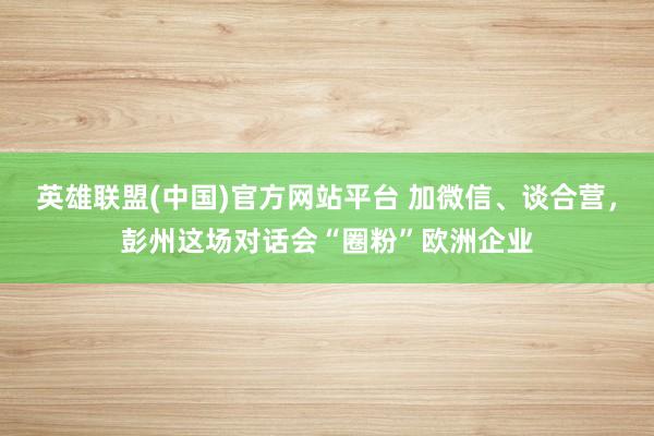 英雄联盟(中国)官方网站平台 加微信、谈合营，彭州这场对话会“圈粉”欧洲企业