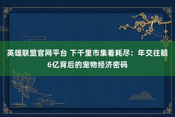 英雄联盟官网平台 下千里市集看耗尽：年交往额6亿背后的宠物经济密码
