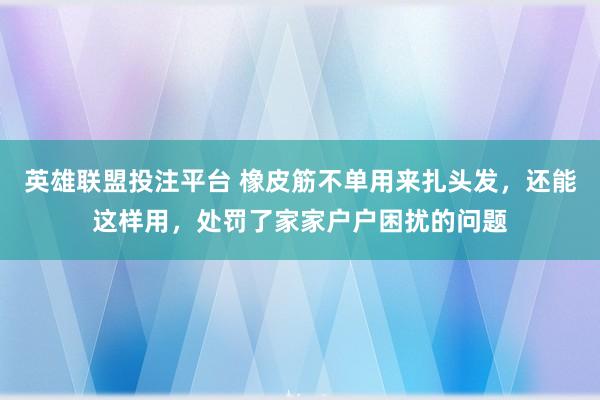 英雄联盟投注平台 橡皮筋不单用来扎头发，还能这样用，处罚了家家户户困扰的问题
