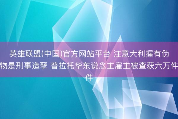 英雄联盟(中国)官方网站平台 注意大利握有伪物是刑事造孽 普拉托华东说念主雇主被查获六万件