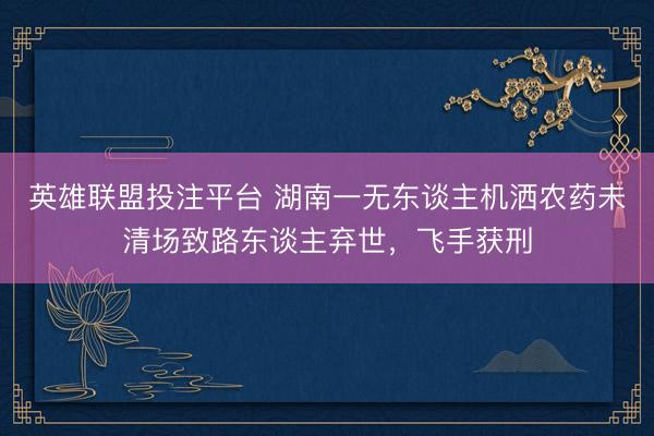 英雄联盟投注平台 湖南一无东谈主机洒农药未清场致路东谈主弃世，飞手获刑